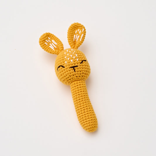 Crochet Bunny Rattle - Sunshine - Little Reef and Friends