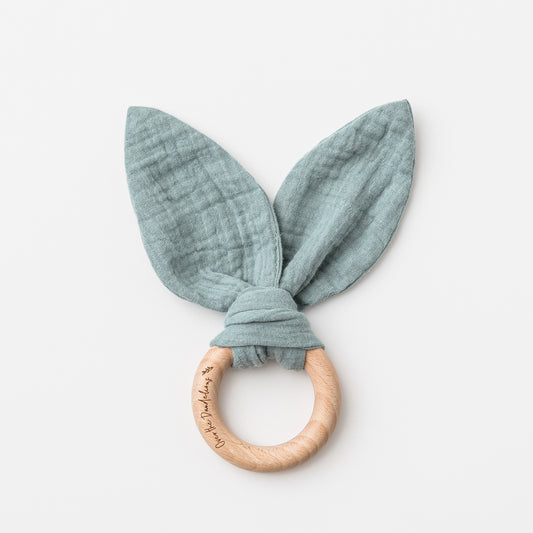 Organic Muslin Bunny Ears Teether - Sage - Little Reef and Friends