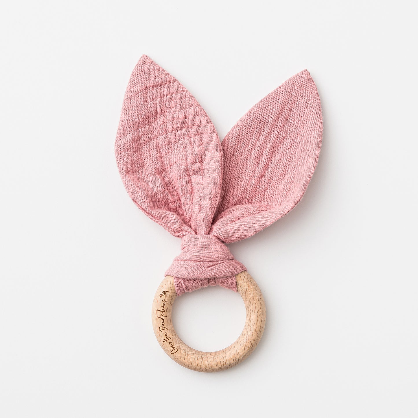 Organic Muslin Bunny Ears Teether - Shell Pink - Little Reef and Friends