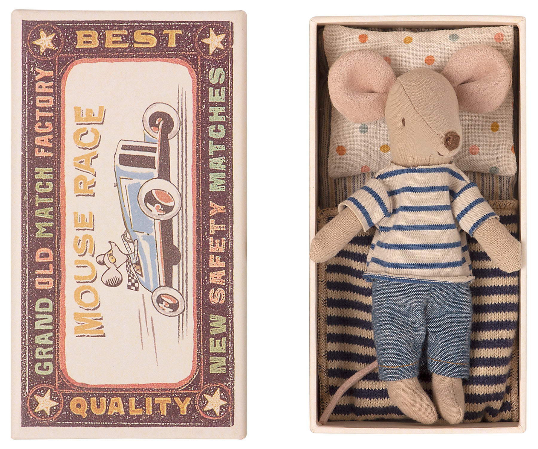 Big Brother Mouse in Box - Blue Stripes - Little Reef and Friends