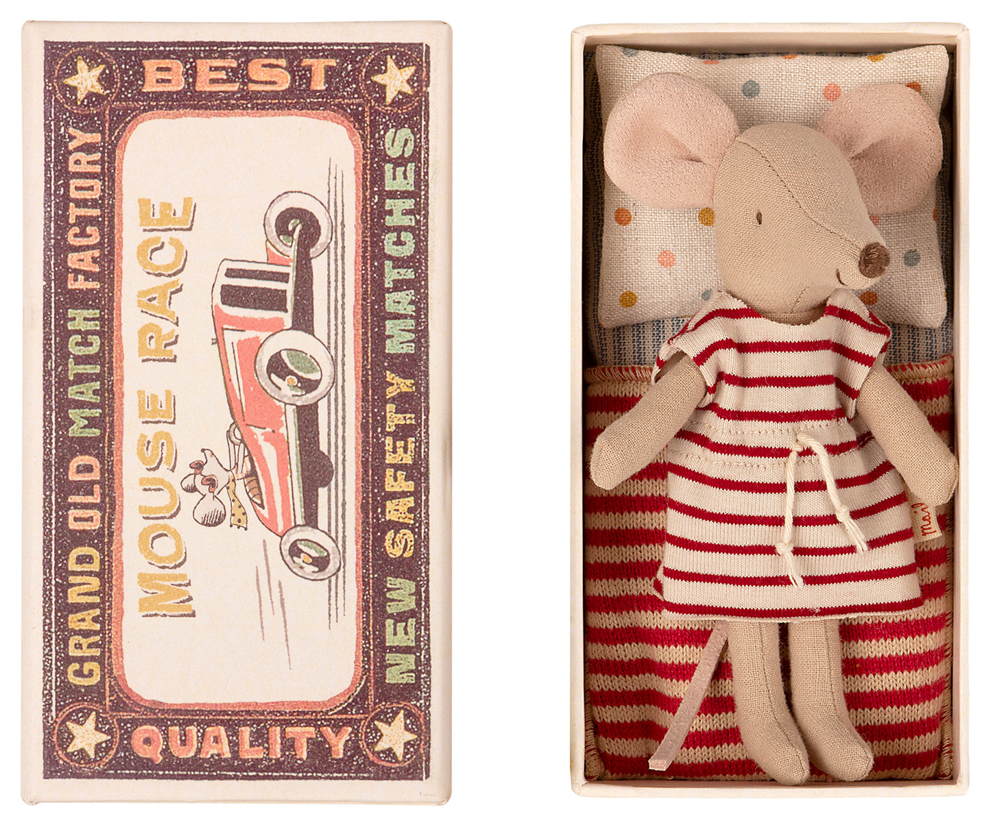 Big Sister Mouse in Box - Red Stripes - Little Reef and Friends