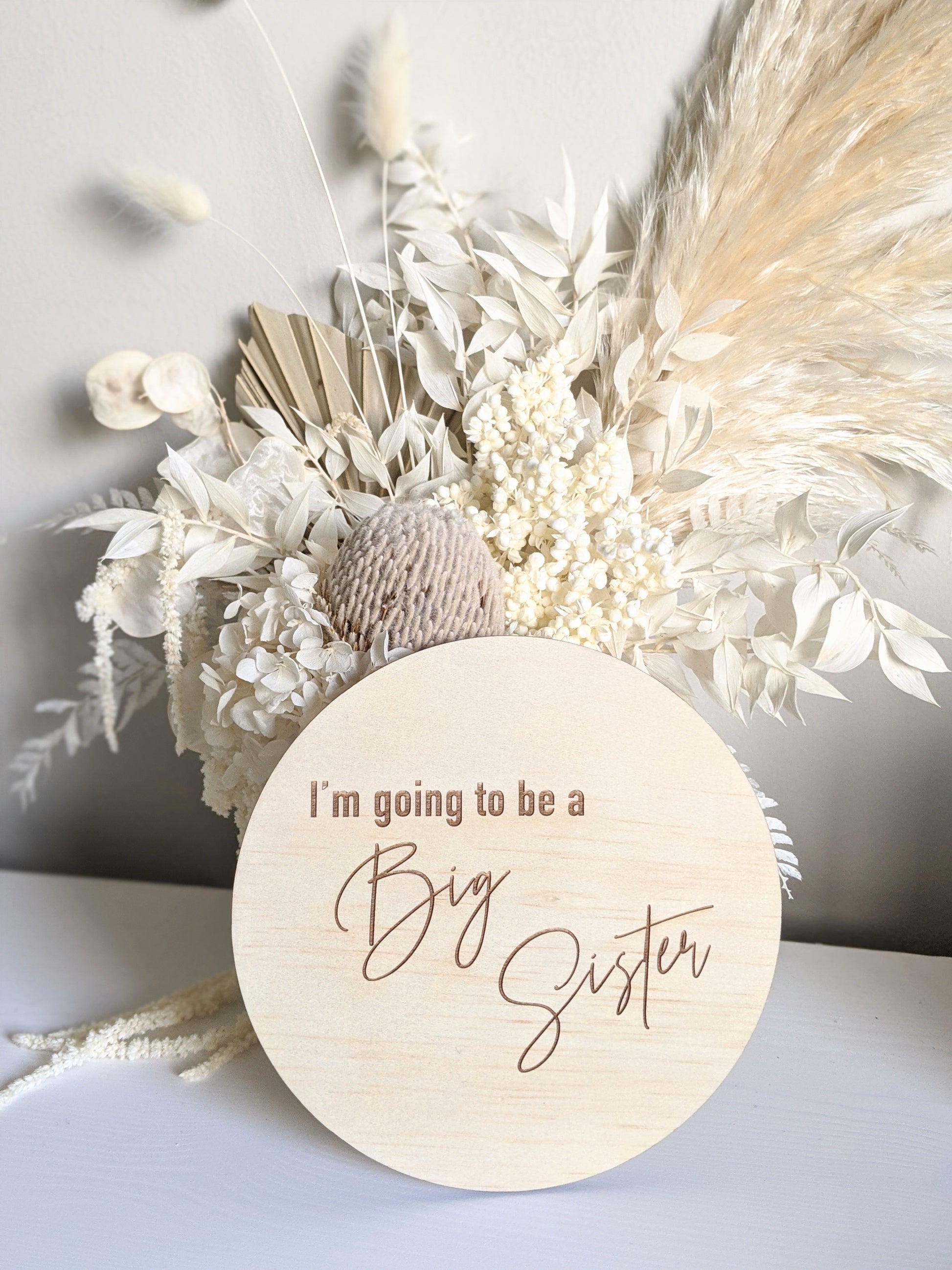 Wooden Big Sister Announcement Disc - Little Reef and Friends