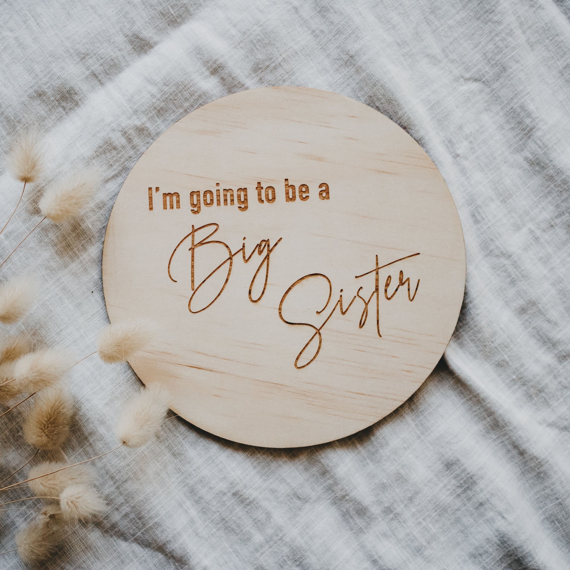 Wooden Big Sister Announcement Disc - Little Reef and Friends