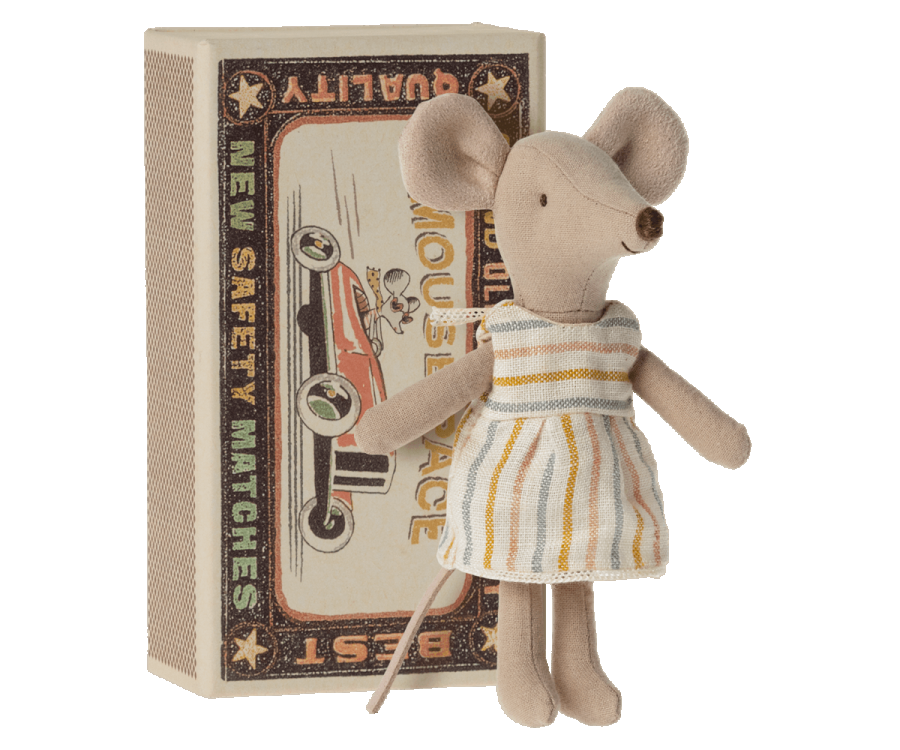 Big Sister Mouse in Box - Pastel Stripes - Little Reef and Friends