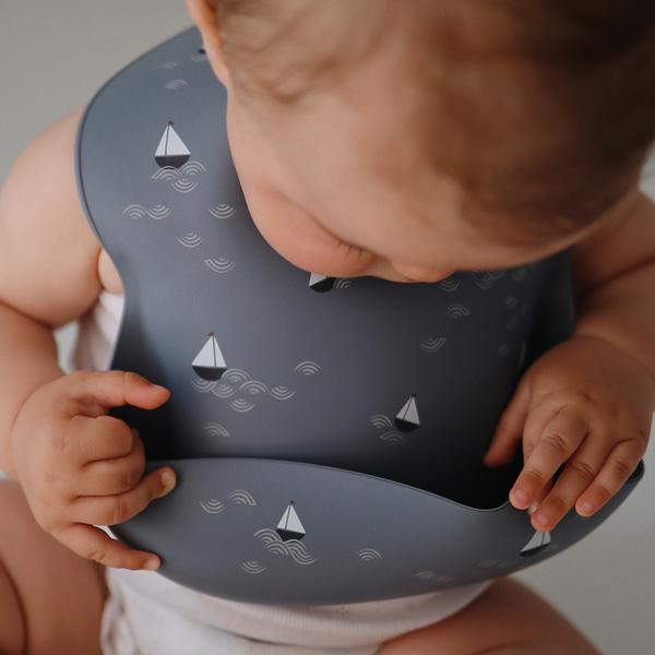 Silicone Baby Bib - Boats - Little Reef and Friends