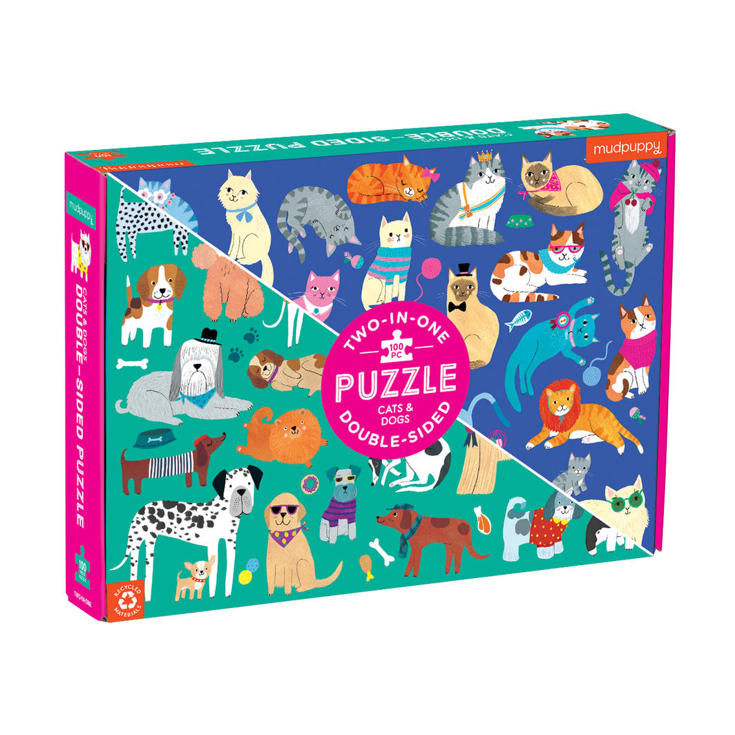 Cats and Dogs Double-Sided Puzzle 100pc - Little Reef and Friends