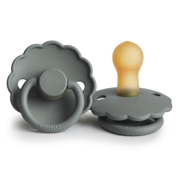 Daisy Rubber Pacifier - French Grey - Little Reef and Friends