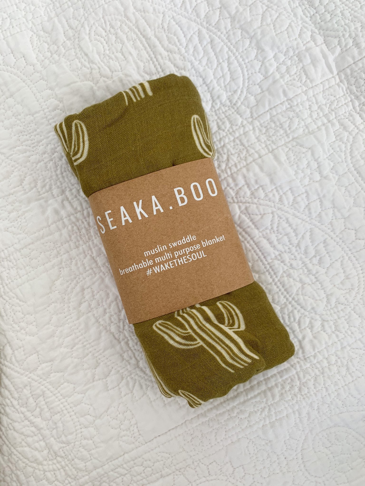 Desert Cactus Muslin Swaddle - Olive - Little Reef and Friends