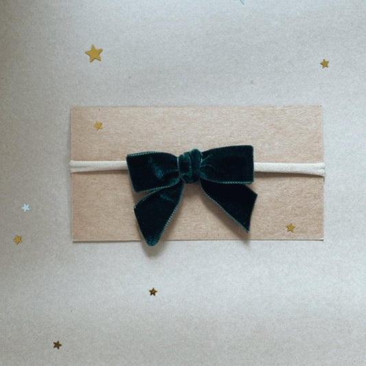 Velvet Bow Headband - Forest - Little Reef and Friends