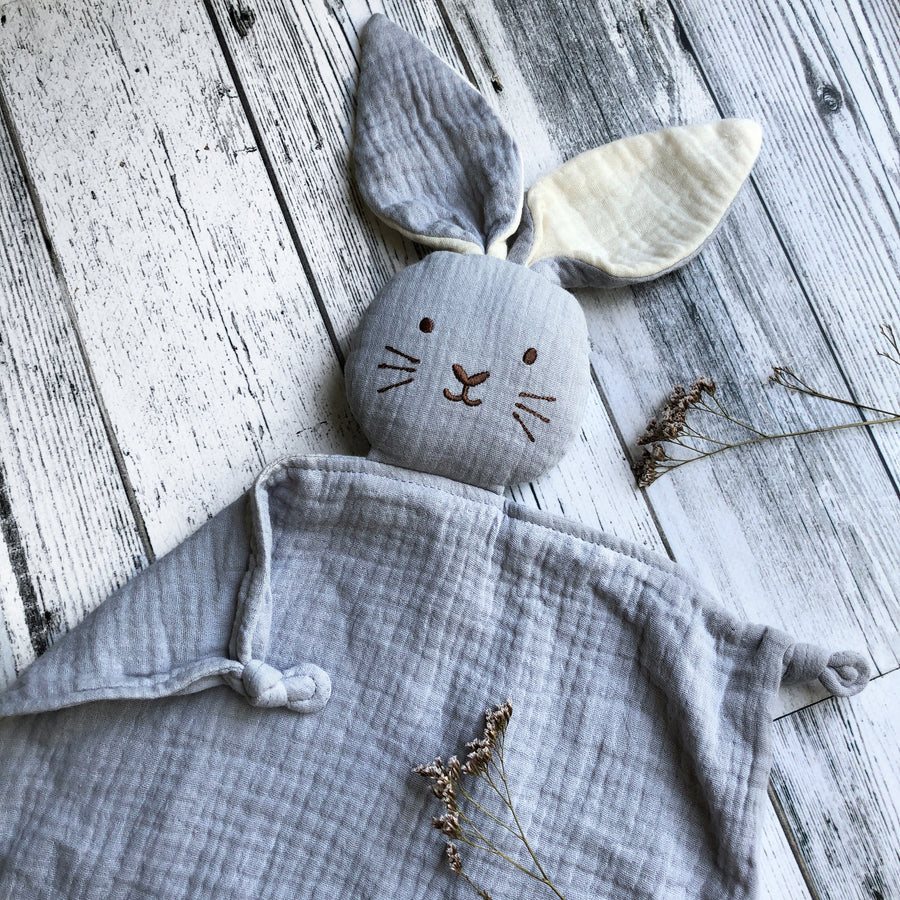 Organic Muslin Bunny Lovey - Frost - Little Reef and Friends