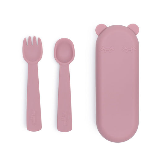 Feedie Fork & Spoon Set with Case - Dusty Rose - Little Reef and Friends
