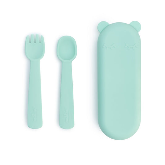 Feedie Fork & Spoon Set with Case - Mint - Little Reef and Friends