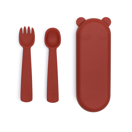 Feedie Fork & Spoon Set with Case - Rust - Little Reef and Friends