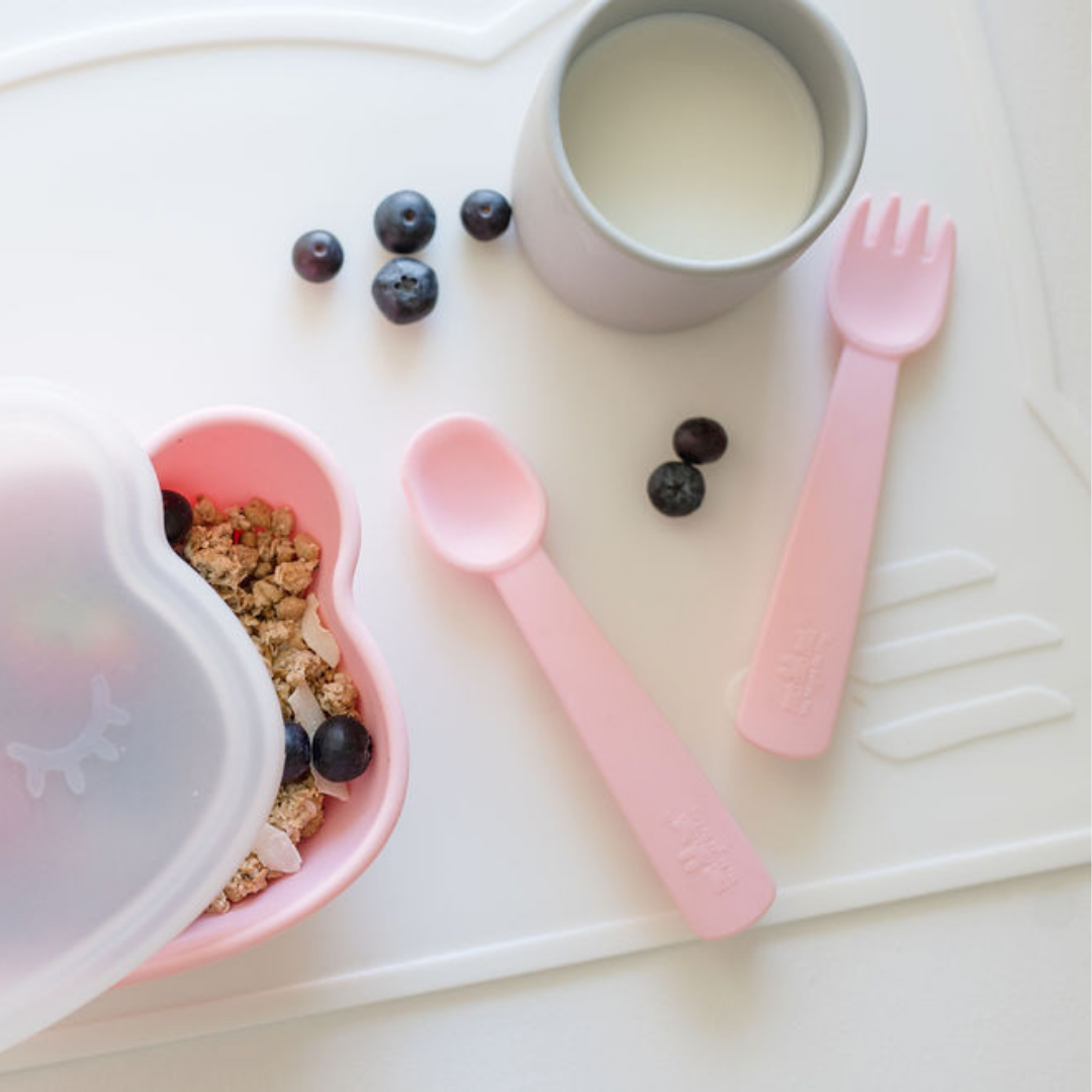 Feedie Fork & Spoon Set with Case - Powder Pink - Little Reef and Friends