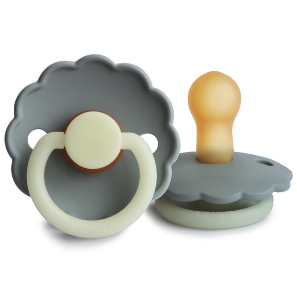 Daisy Night Rubber Pacifier - French Grey - Little Reef and Friends
