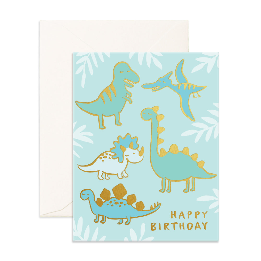 Happy Birthday Greeting Card - Dinos - Little Reef and Friends