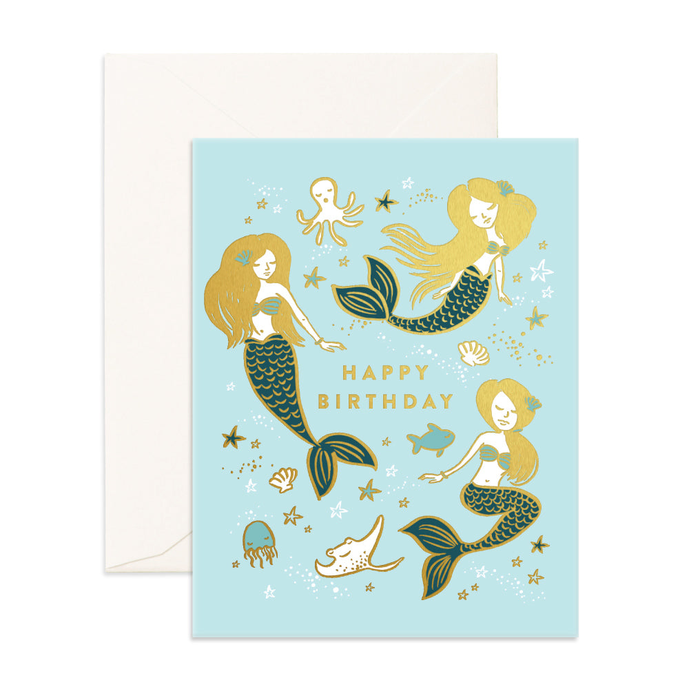 Happy Birthday Greeting Card - Mermaids - Little Reef and Friends