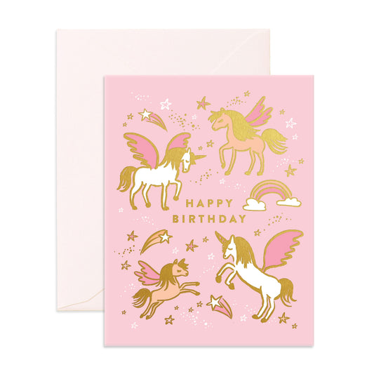 Happy Birthday Greeting Card - Unicorns - Little Reef and Friends