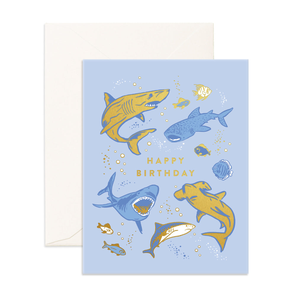 Happy Birthday Greeting Card - Sharks - Little Reef and Friends