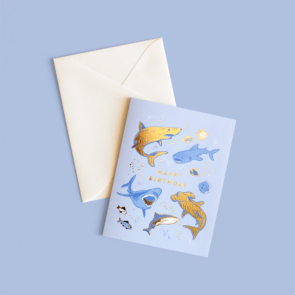 Happy Birthday Greeting Card - Sharks - Little Reef and Friends