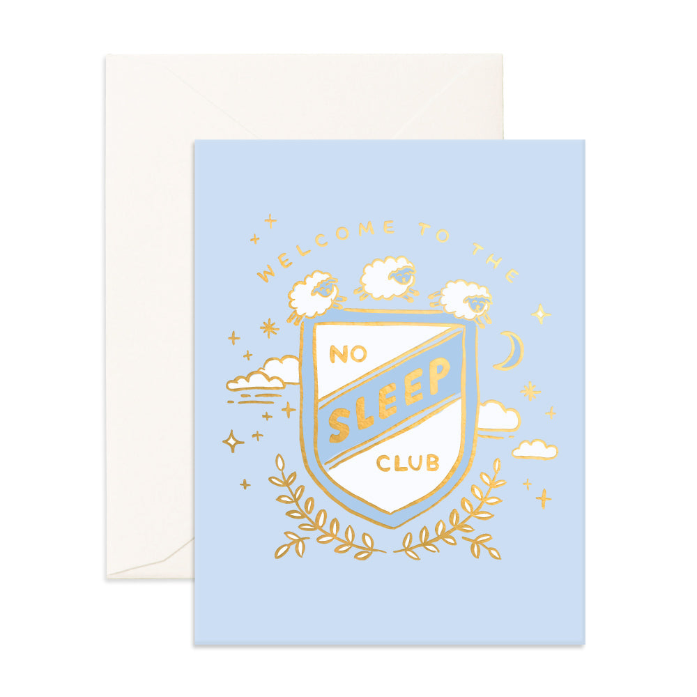 No Sleep Club Greeting Card - Blue - Little Reef and Friends