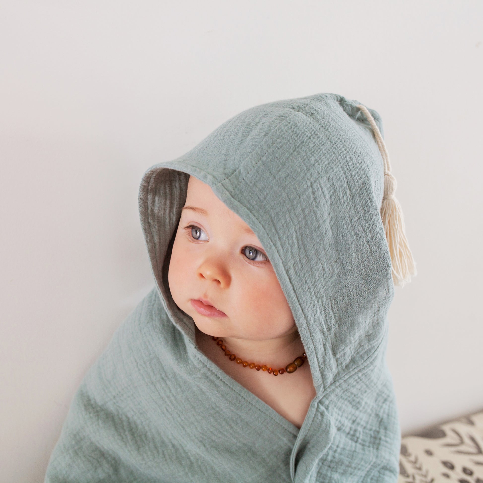 Organic Hooded Baby & Toddler Towel  - Sage - Little Reef and Friends