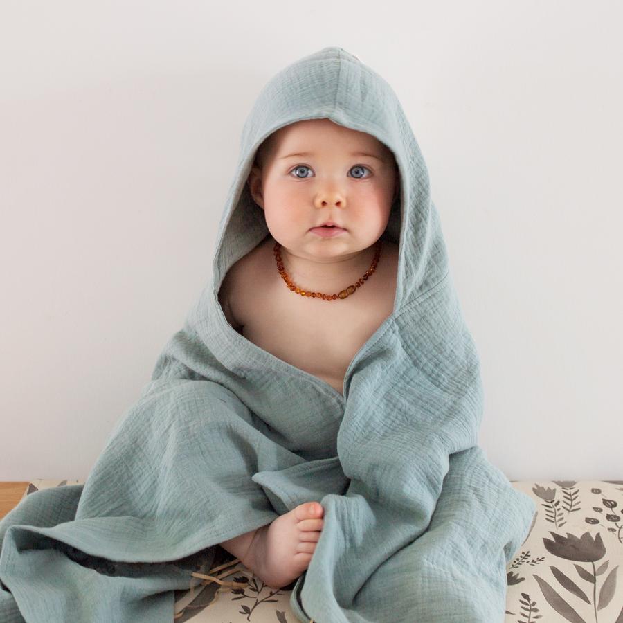 Organic Hooded Baby & Toddler Towel  - Sage - Little Reef and Friends