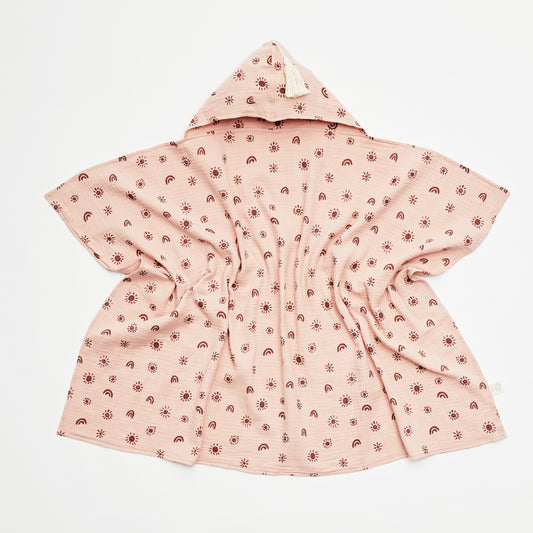 Organic Hooded Baby & Toddler Towel - Sunny Blush/Plum - Little Reef and Friends