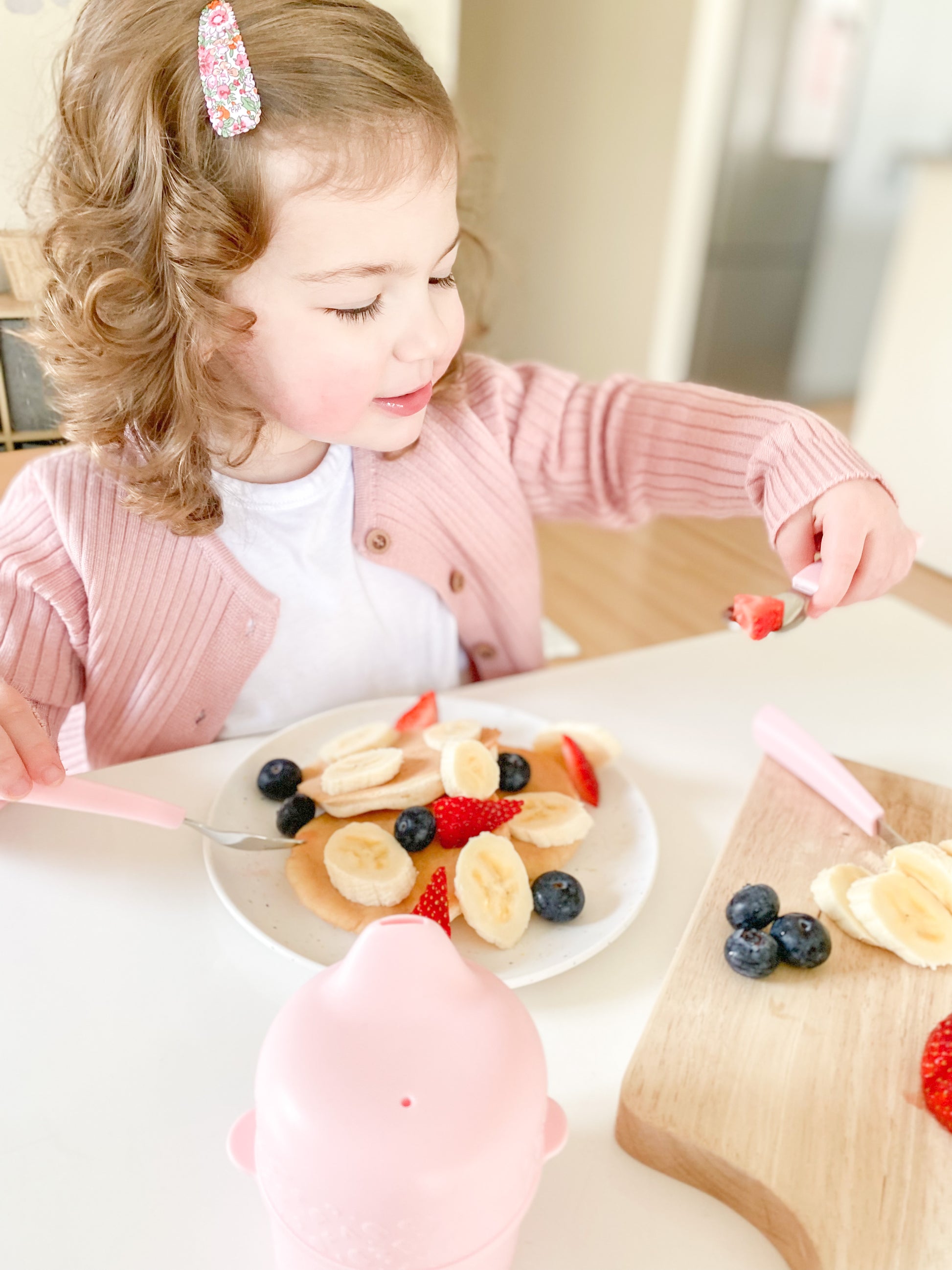 Toddler Feedie Cutlery Set - Powder Pink - Little Reef and Friends