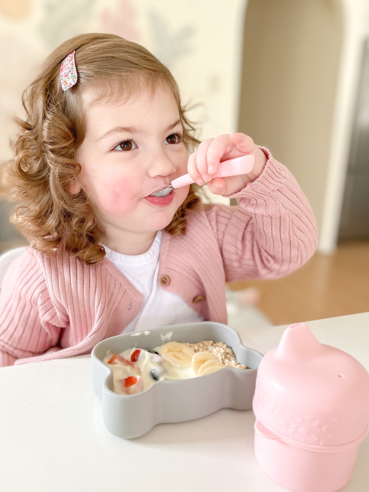 Toddler Feedie Cutlery Set - Powder Pink - Little Reef and Friends
