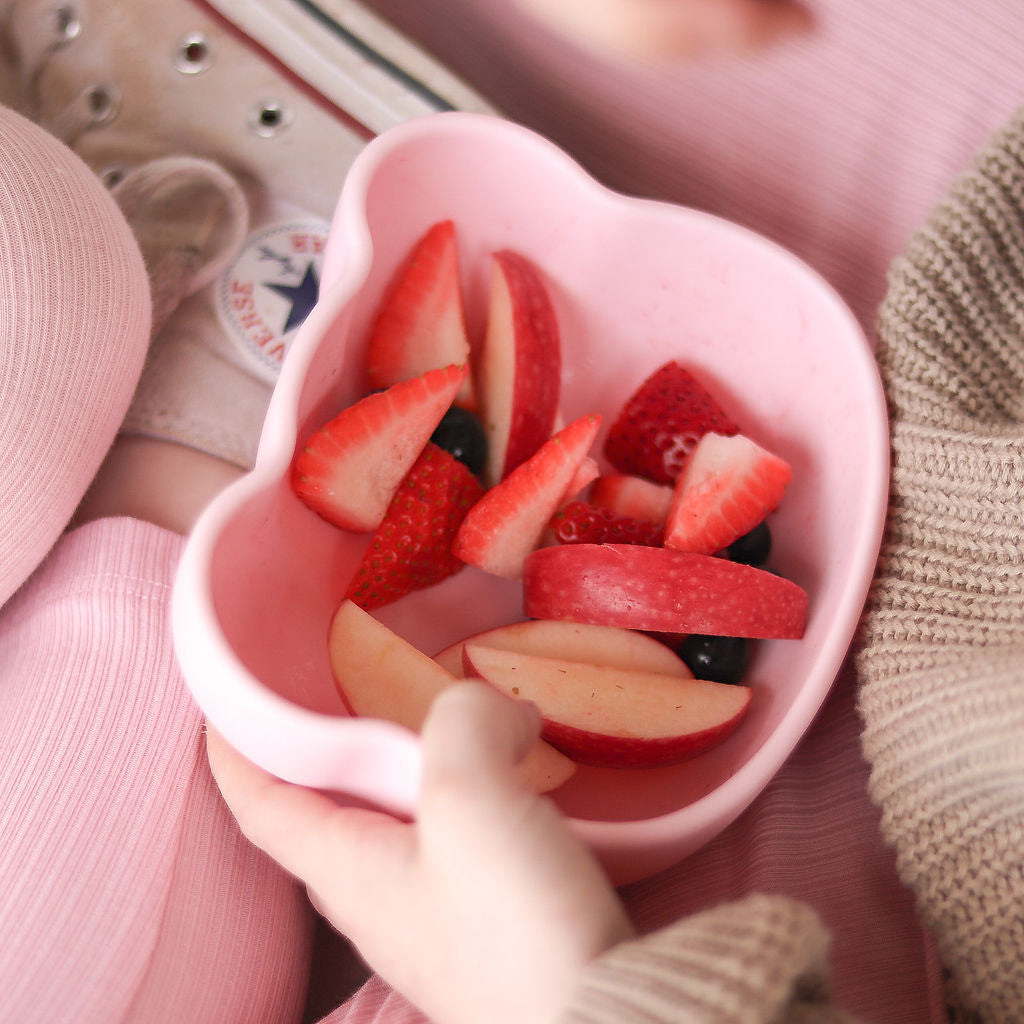 Bear Stickie Bowl with Lid - Powder Pink - Little Reef and Friends