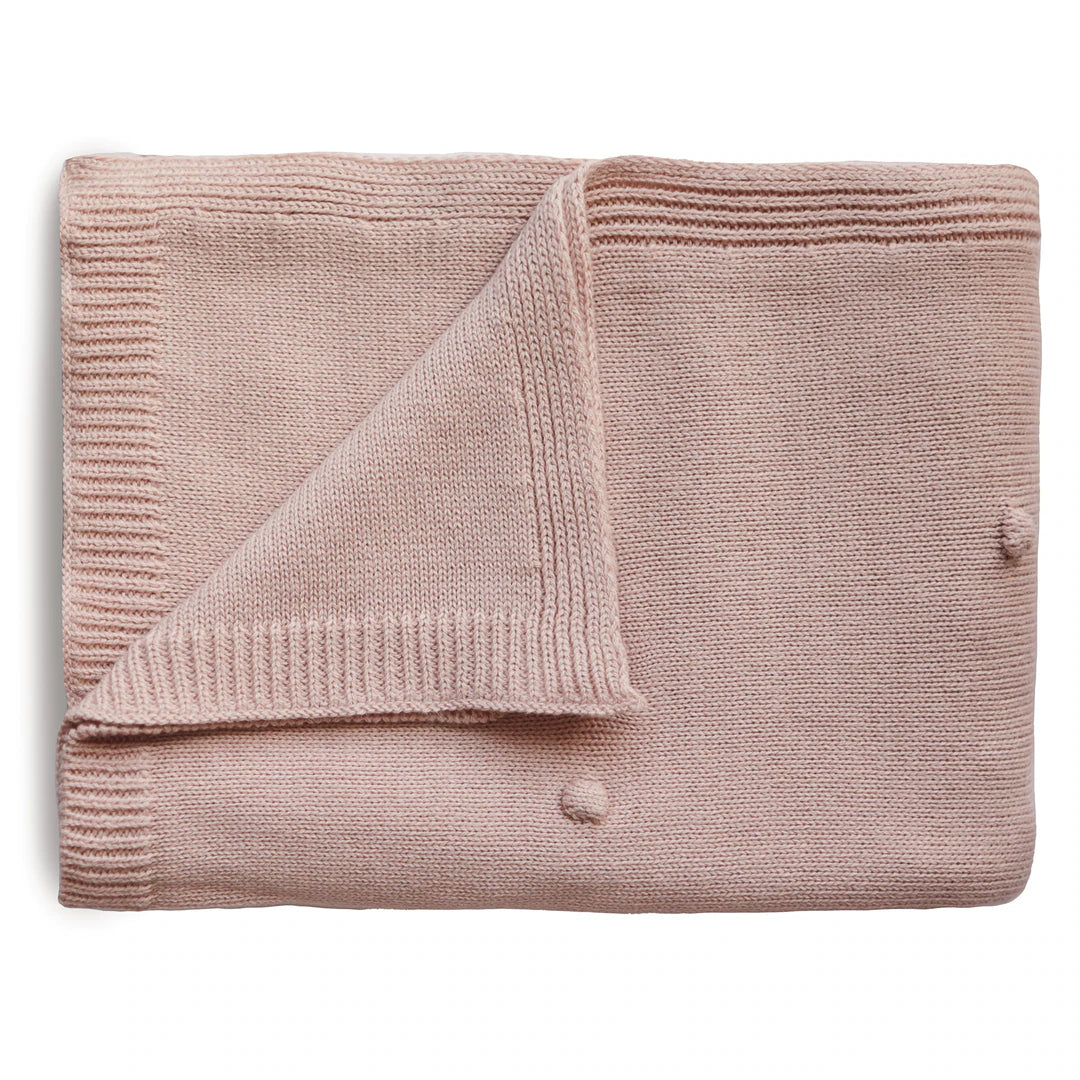 Textured Knitted Blanket - Blush Dots - Little Reef and Friends