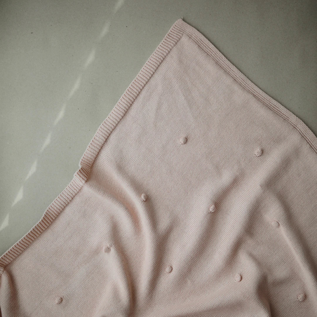 Textured Knitted Blanket - Blush Dots - Little Reef and Friends