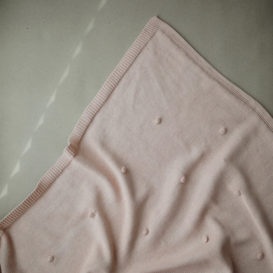 Textured Knitted Blanket - Blush Dots - Little Reef and Friends