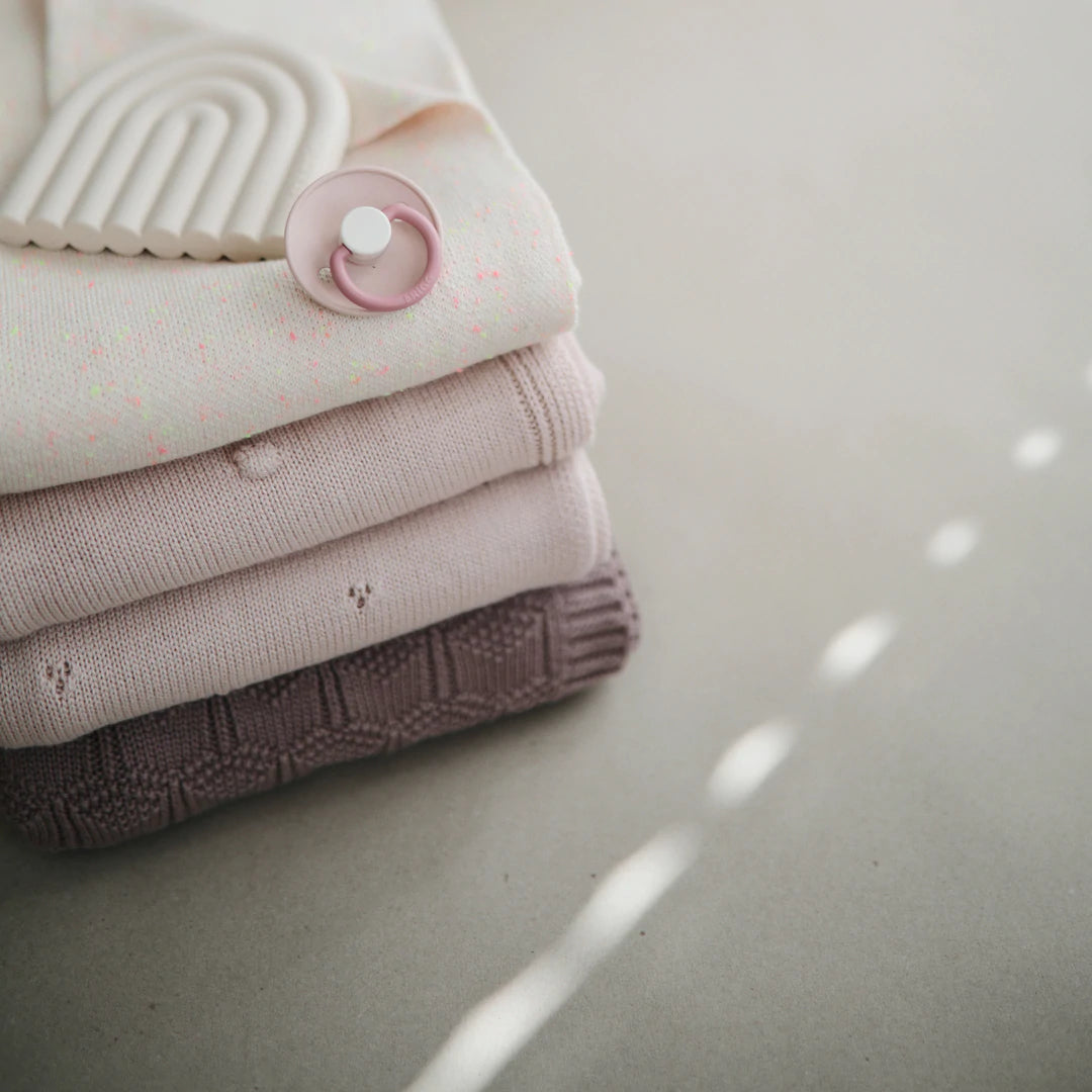 Textured Knitted Blanket - Blush Dots - Little Reef and Friends