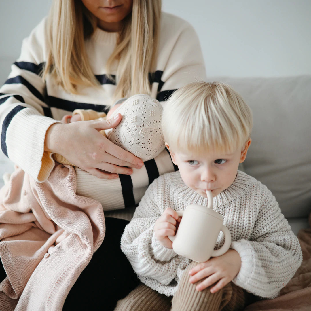Textured Knitted Blanket - Blush Dots - Little Reef and Friends