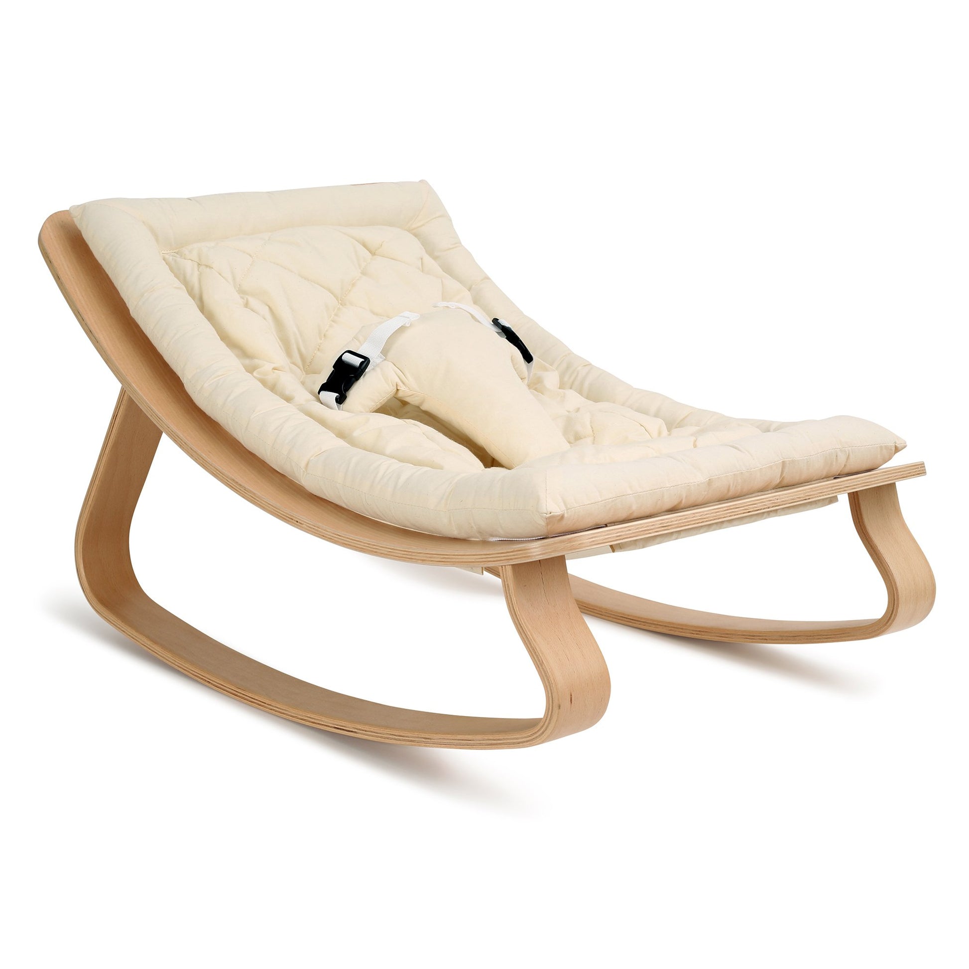 Levo Baby Rocker - Beech with Organic White Cushion - Little Reef and Friends