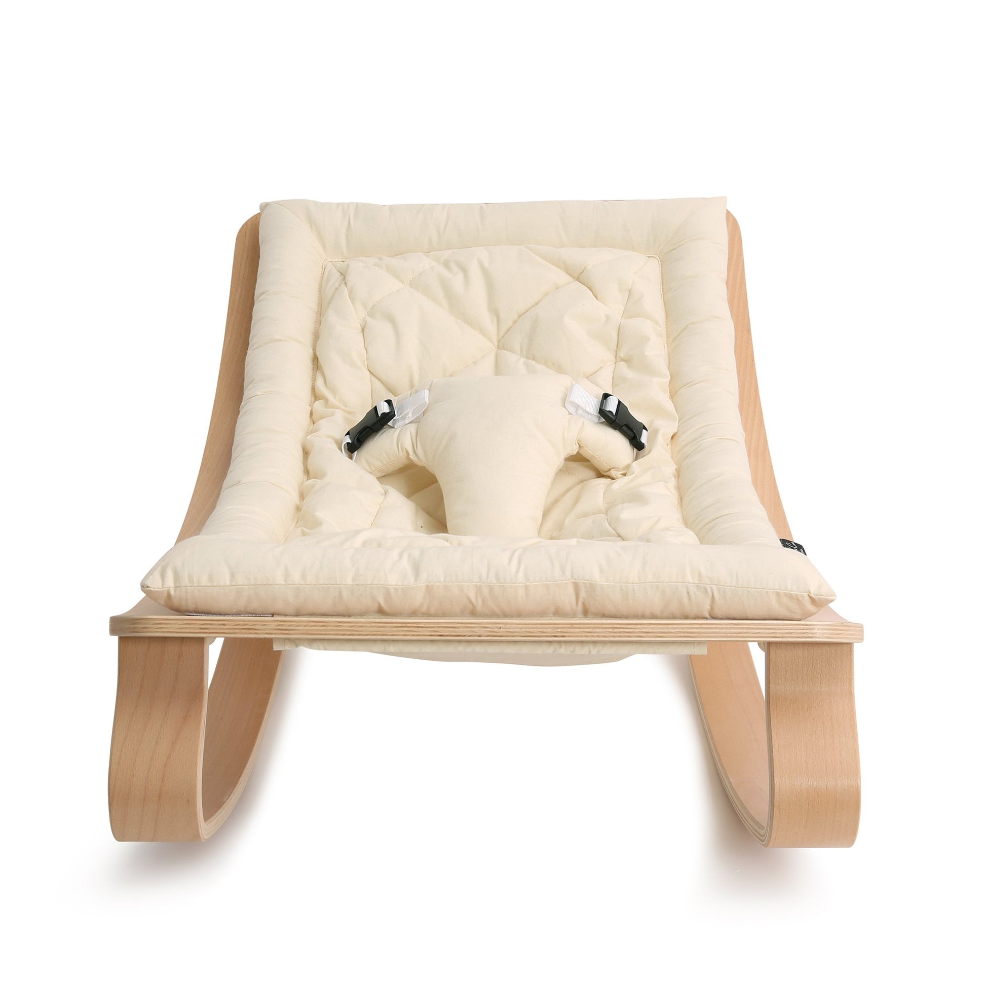 Levo Baby Rocker - Beech with Organic White Cushion - Little Reef and Friends