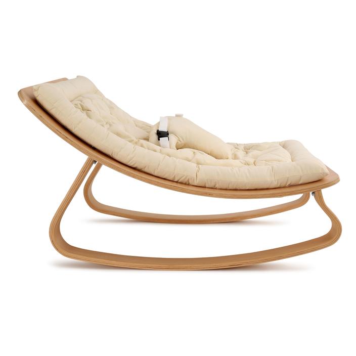 Levo Baby Rocker - Beech with Organic White Cushion - Little Reef and Friends