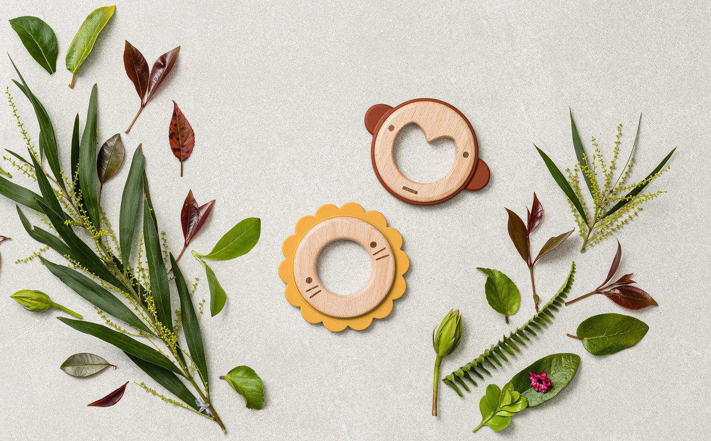 Monkey Silicone & Wood Teether - Little Reef and Friends