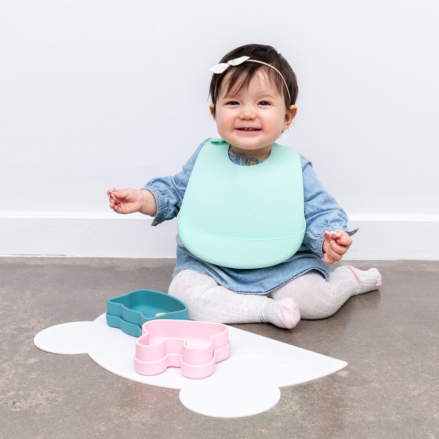 Catchie Bibs 2 Pk - Mint/ Grey - Little Reef and Friends