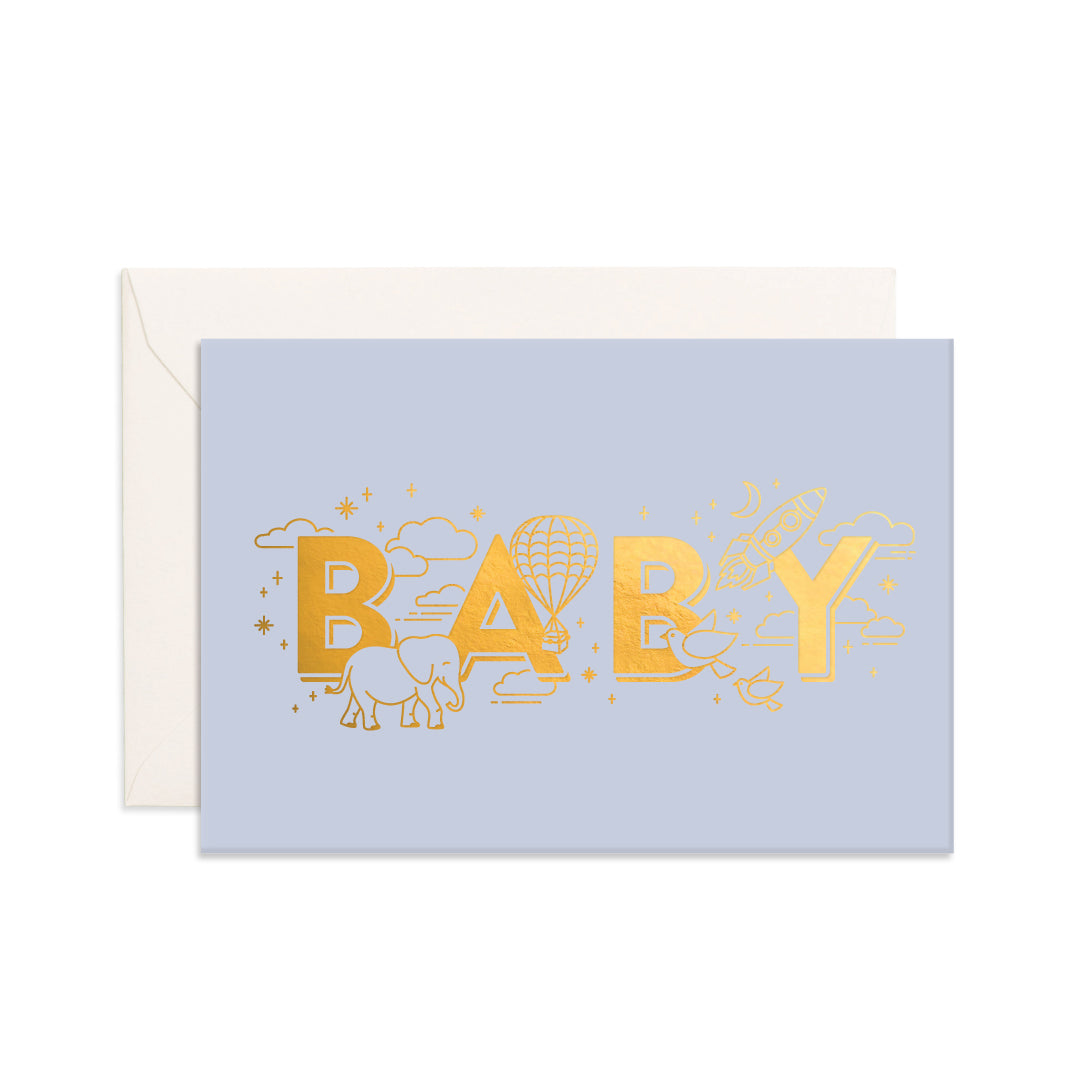 Baby Universe Mini Greeting Card - Duck Egg Blue - Little Reef and Friends