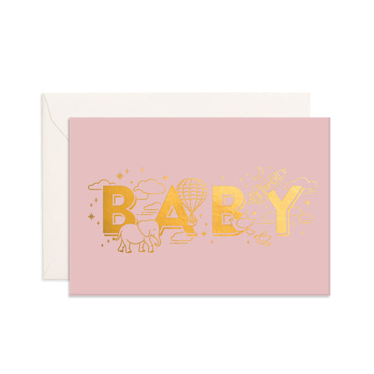 Baby Universe Mini Greeting Card - Dusty Rose - Little Reef and Friends