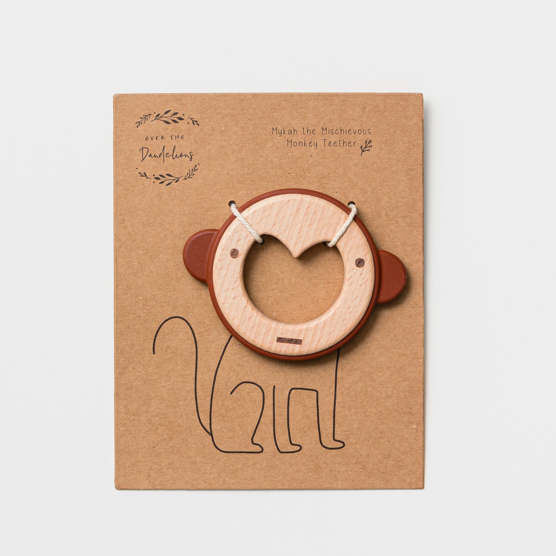 Monkey Silicone & Wood Teether - Little Reef and Friends