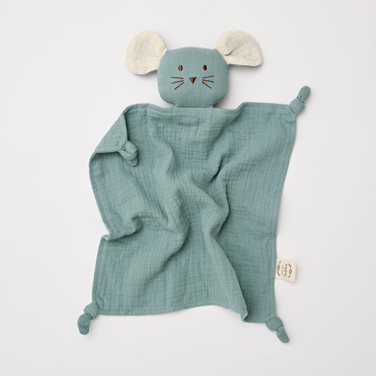 Organic Muslin Mouse Lovey - Sage - Little Reef and Friends