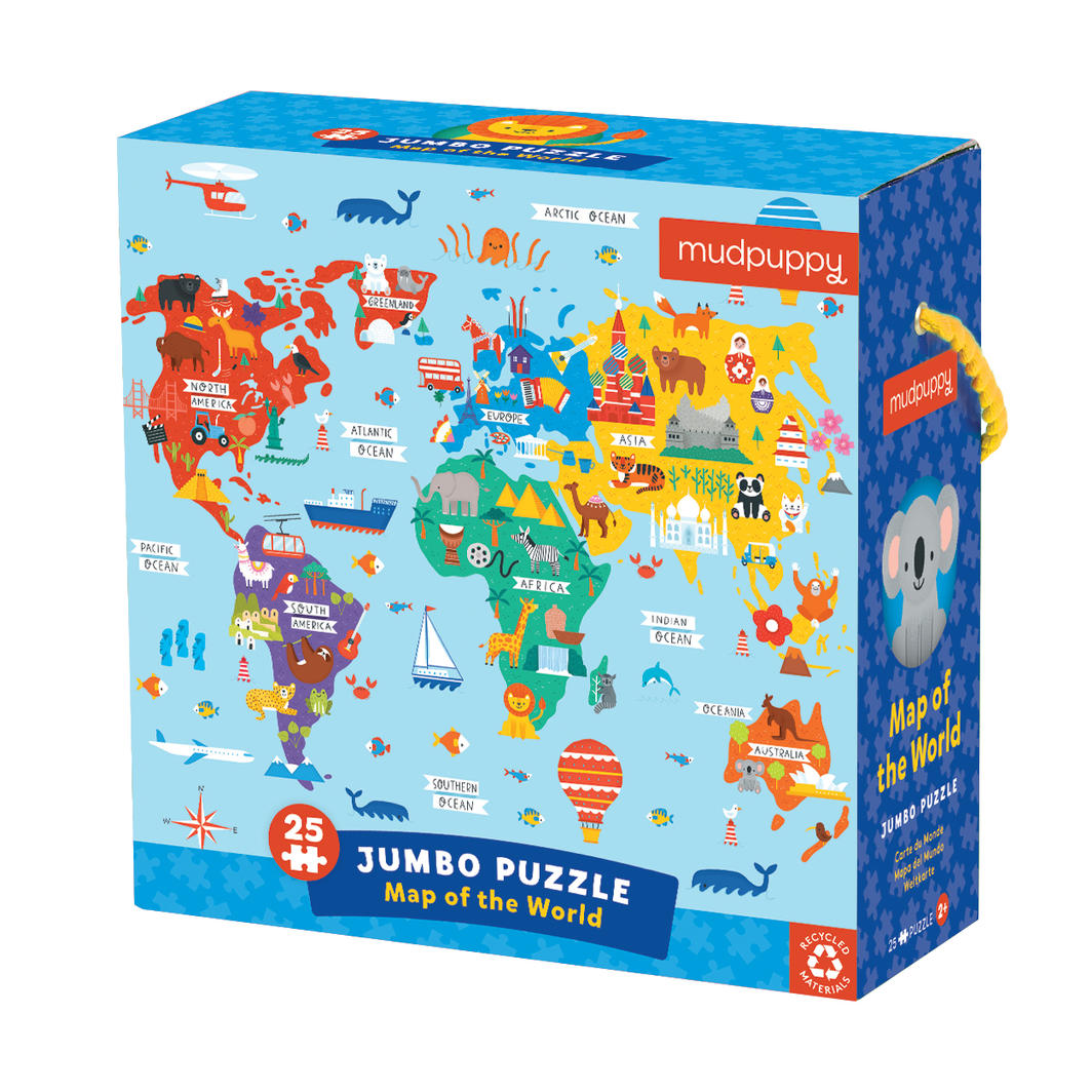 Map of the World Jumbo Puzzle 25pc - Little Reef and Friends