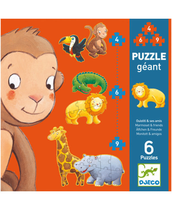 Marmoset & Jungle Friends Progressive Puzzle - Set Of 6 - Little Reef and Friends