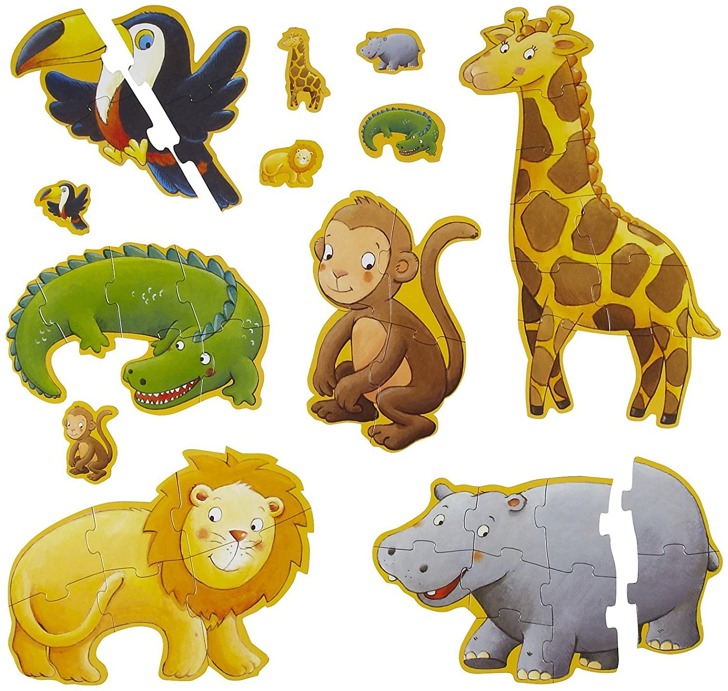 Marmoset & Jungle Friends Progressive Puzzle - Set Of 6 - Little Reef and Friends