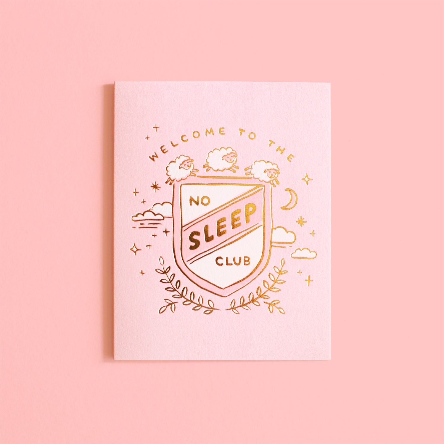 No Sleep Club Greeting Card - Pink - Little Reef and Friends