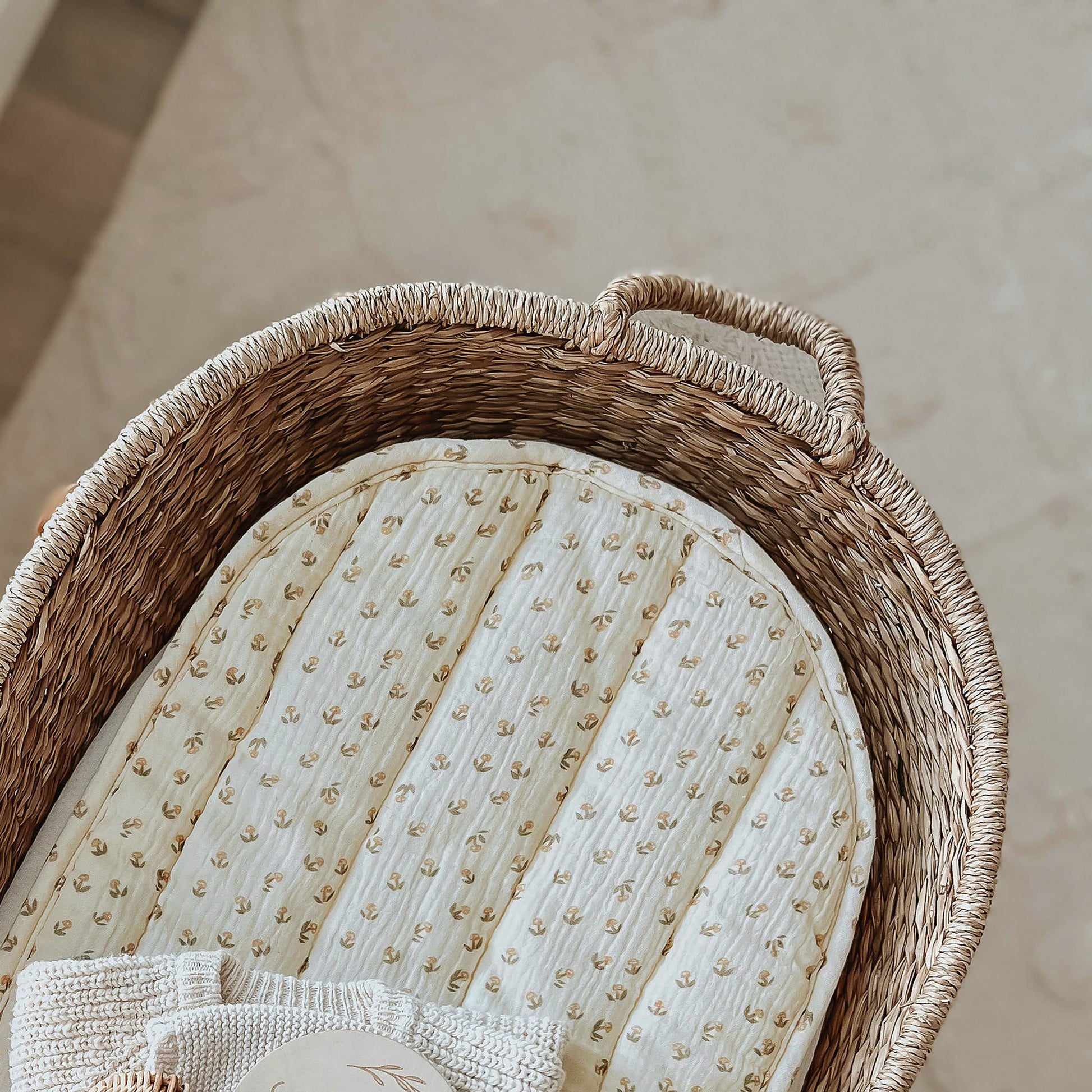Changing Basket Luxe Cotton Liner - Leafed Mushroom - Little Reef and Friends